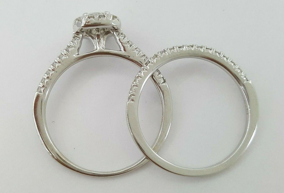 Thumbnail: Cushion Brilliant Diamond Halo Engagement Wedding Ring Set 0.9 ct 14K White Gold
