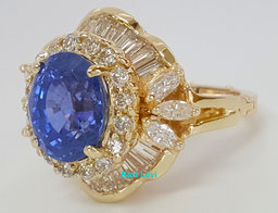 Vintage Ceylon No Heat Sapphire Diamond Ballerina Ring 9 ct 14k Gold Retail $40K