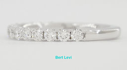 Half Circle Round Diamond Shared Prong Wedding Band 0.5 ct 14k White Gold 2.2 mm