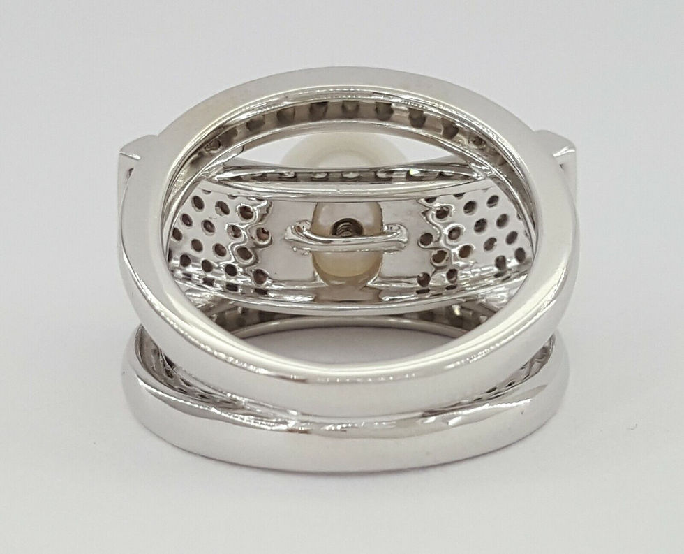 Thumbnail: Akoya Pearl & Round Cut Diamond Statement Ring 8.5mm 1.16 ct 18K White Gold $5K