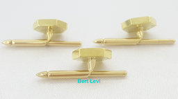 Onyx & Diamond Shirt Studs 18k Yellow Gold 0.3 ct 9 Grams