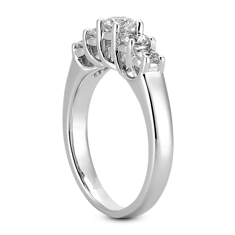 Thumbnail: Ladies 14KT White Gold Platinum Round Diamond Wedding Band WB725