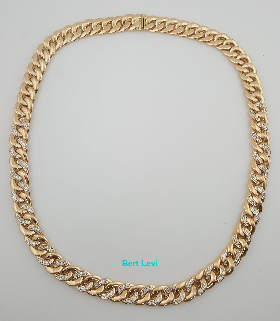Thumbnail: Diamond Cuban Chain Necklace 6 ct 18K Yellow Gold Germany 13.5 mm 244.5 Grams