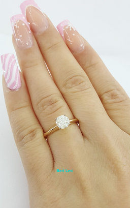 Old European Cut Diamond Solitaire Engagement Ring 0.77ct 14k 2-Tone Gold