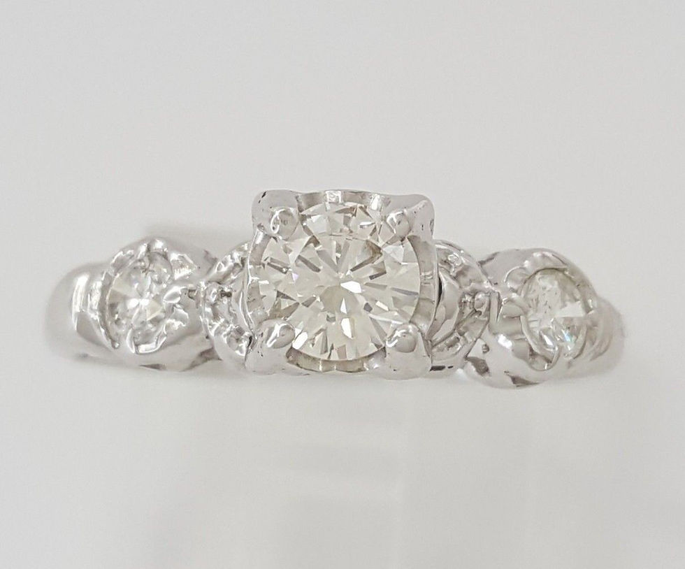 Thumbnail: 0.60 ct Vintage 14k White Gold Round Brilliant Diamond Engagement / Fashion Ring