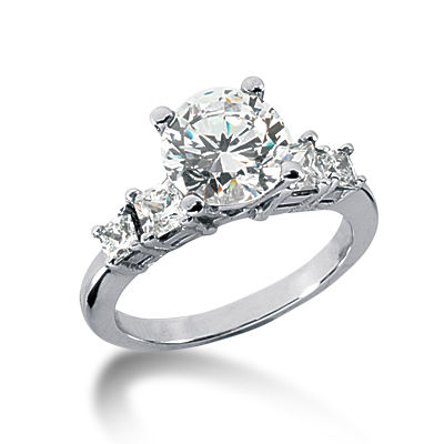 Ladies 14KT White Gold Platinum Fancy Engagement Ring ENR1012