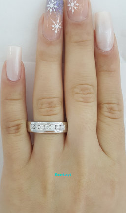 Leo Channel Set Round Diamond Wedding Anniversary Band 6mm 14k White Gold 0.42ct