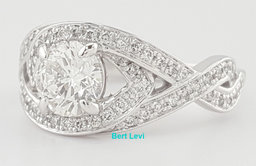 Evil Eye Diamond Halo Crossover Engagement Ring 1.05 ct 14k White Gold Rtl $3K