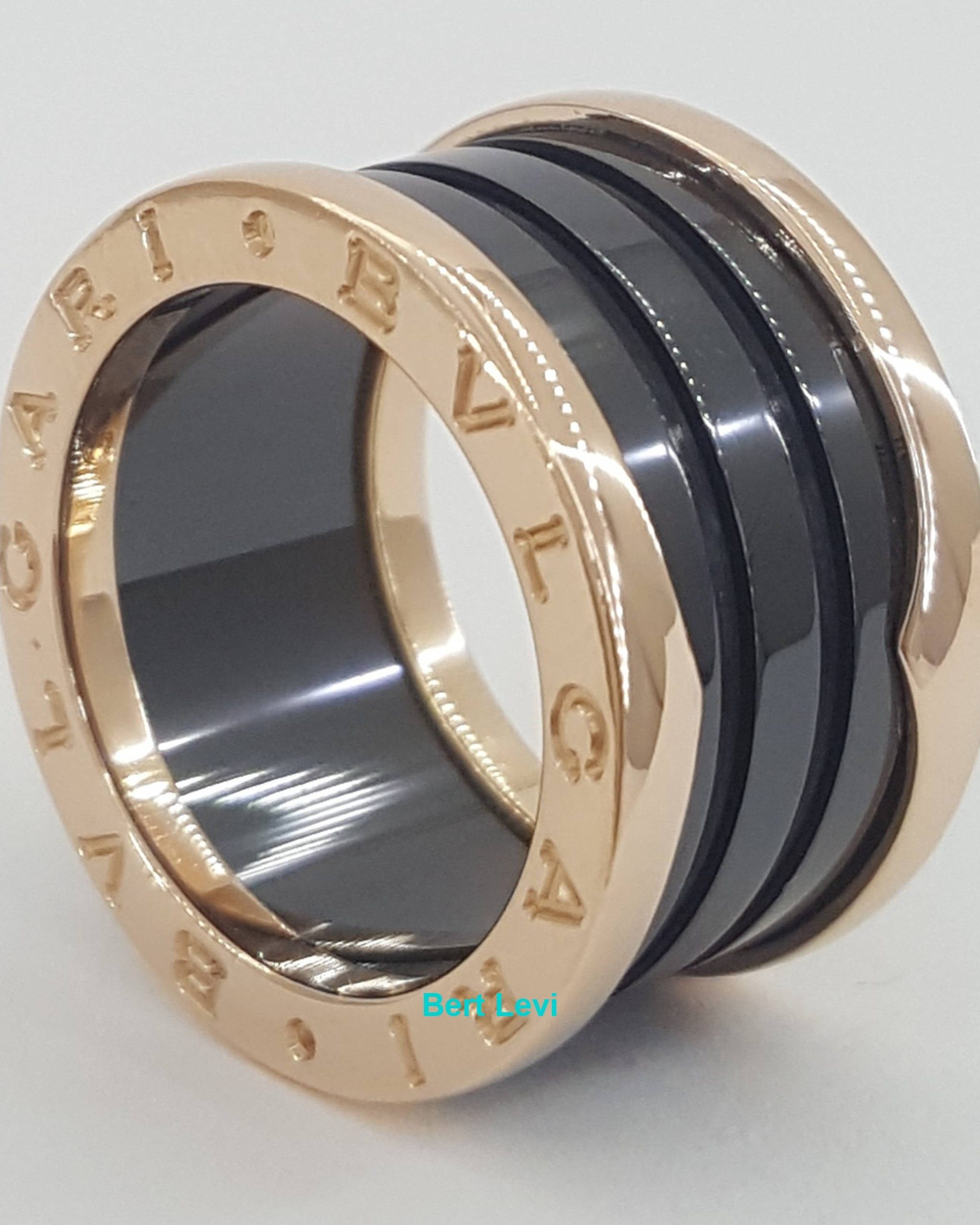 Bvlgari Bulgari B.Zero1 Black Ceramic 18k Rose Gold Four-Band Ring $2,170