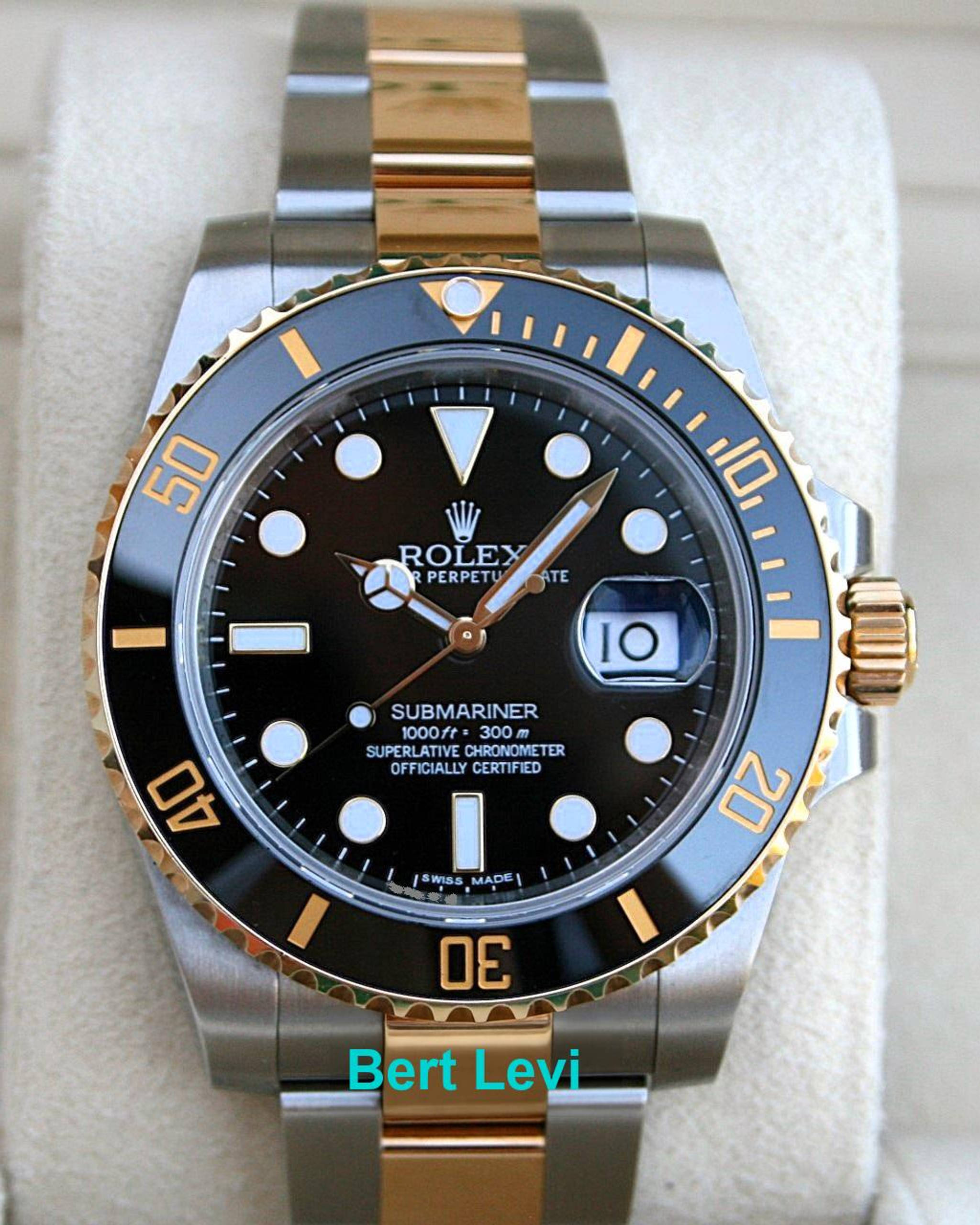 ROLEX 116613 SUBMARINER WATCH 18K/SS BLACK CERAMIC DIAL