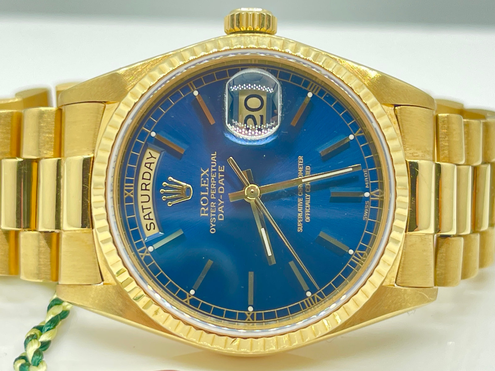 Rolex Day Date President 18038 Blue Dial Men's 18K Gold Watch