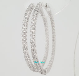 Inside Out Diamond Oval Hoop Earrings 3 ct 14k W Gold 1.8" 10.8 Grams Rtl $6,500