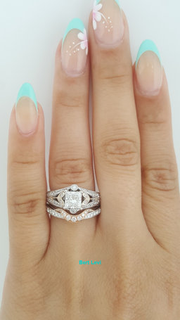 Supreme Princess Diamond Engagement Ring Set 1.63 ct 18K 2-Tone Gold Retail $9K