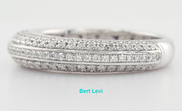 Simon G. Diamond Pave Wedding Band Ring 0.82 ct 18k White Gold 4.6mm
