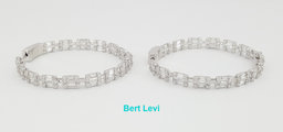 4 ct Baguette & Round Diamond Inside Out Round Hoop Earrings 18K White Gold