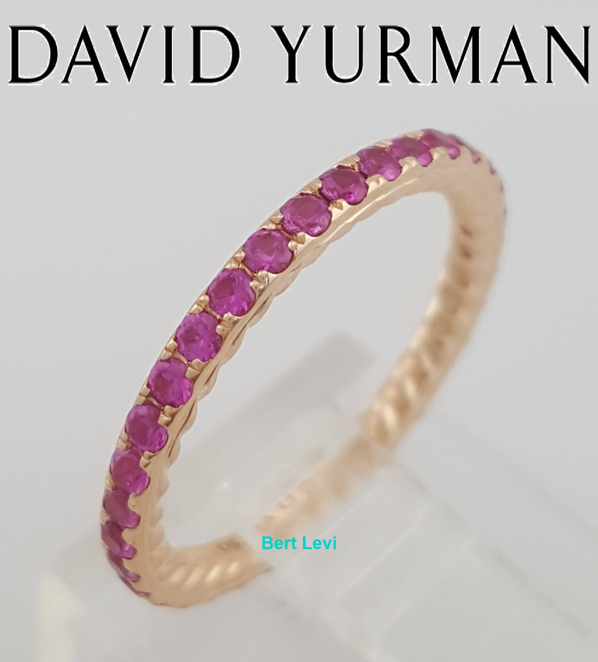 David Yurman Eden Pink Sapphire Eternity Band Ring 18k Rose Gold 1.8 mm 0.55 ct