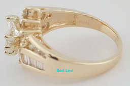 Vintage Marquise Diamond Halo Engagement Ring 1.71 ct 14k Yellow Gold