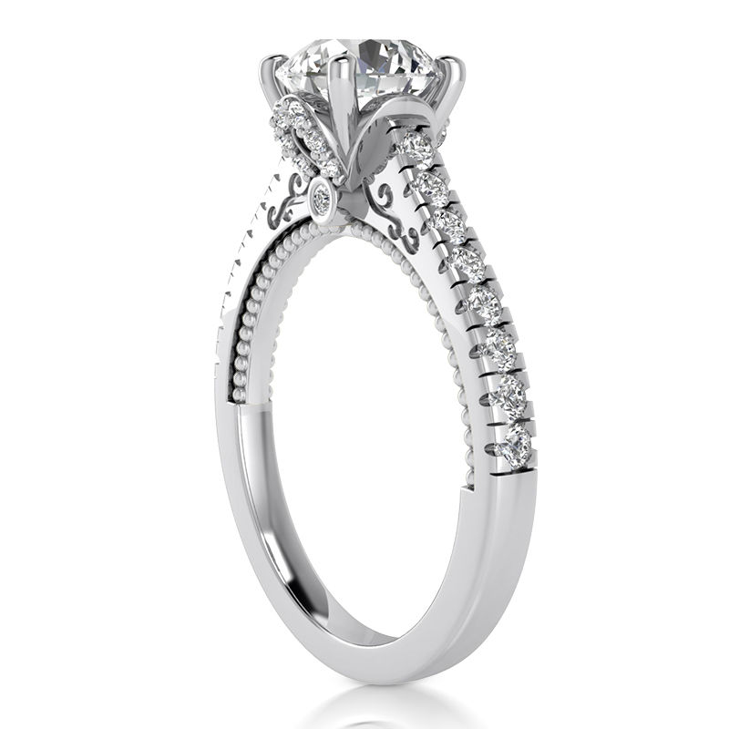Thumbnail: Ladies 14KT White Gold Platinum Engagement Rings ENR9440-1