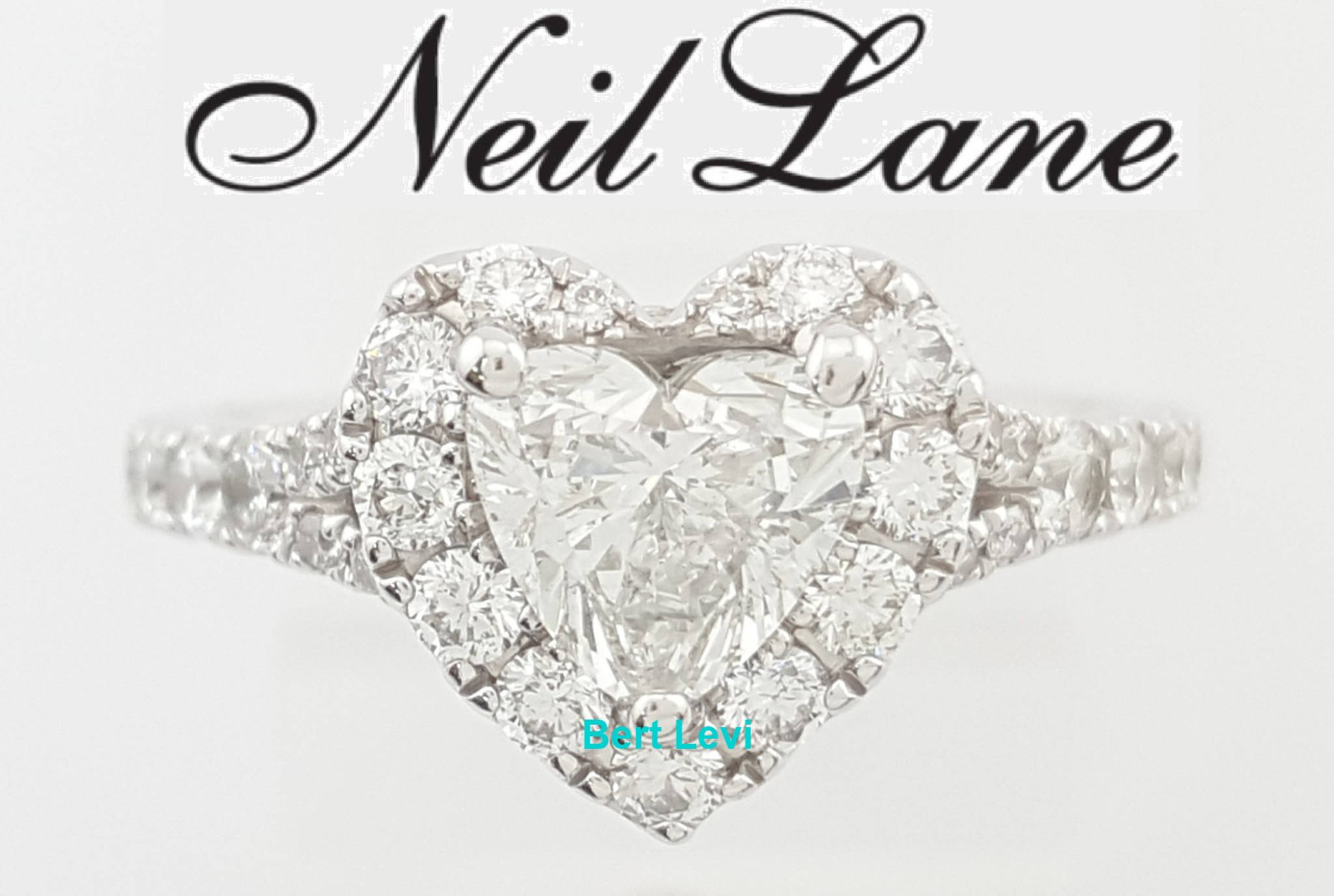 Neil Lane Heart Halo Diamond Engagement Ring 14K White Gold 1.38 ct Rtl $6K