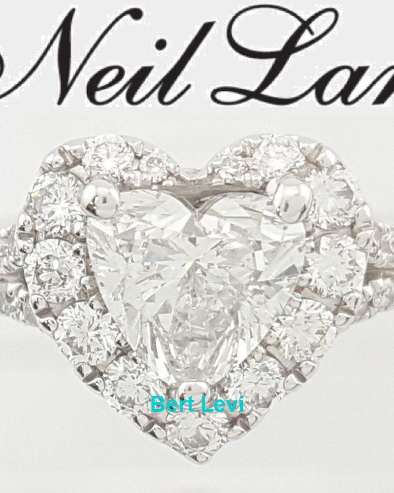 Neil Lane Heart Halo Diamond Engagement Ring 14K White Gold 1.38 ct Rtl $6K