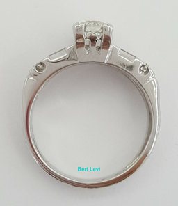Round & Baguette Cut Diamond Engagement Ring Set 0.75 ct 14K Gold & Platinum