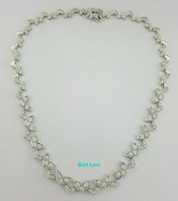 Asprey  Round Diamond Chevron Shaped Links 6.9 ct 18K White Gold Necklace 15"