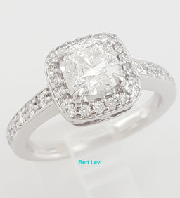 Helzberg Cushion Brilliant Diamond Halo Engagement Ring 1.46 ct 14k White Gold