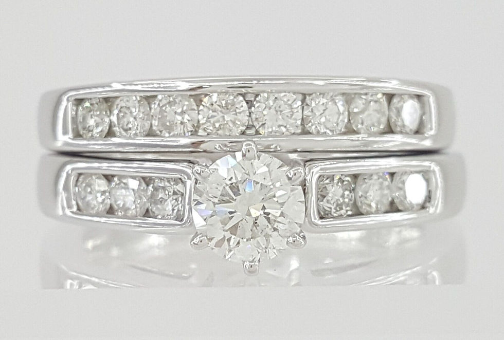 Round Brilliant Cut Diamond Channel Engagement & Wedding Ring Set 0.94 ct 14K