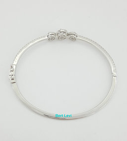 Pear & Round Cut Diamonds 1.2 ct Bangle Bracelet 18K White Gold 6.5"