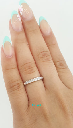 Channel Set Princess Diamond 14k White Gold Wedding Band 0.25 ct 2.5 mm
