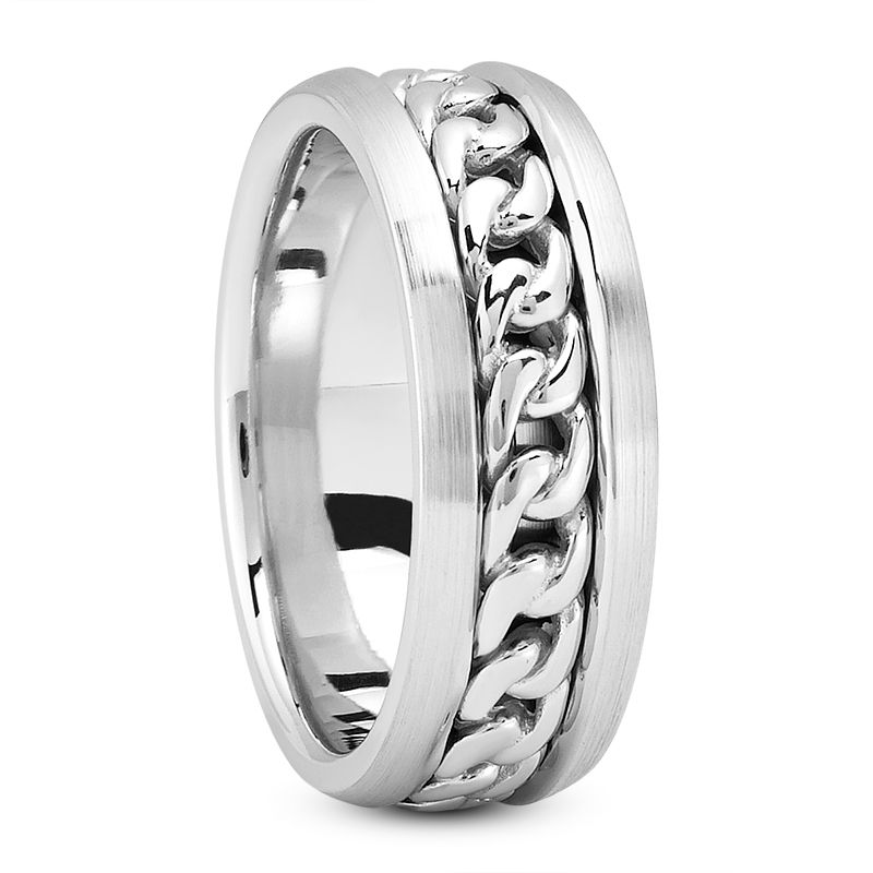 Mens 14KT White Gold Platinum Traditional Wedding Band M408