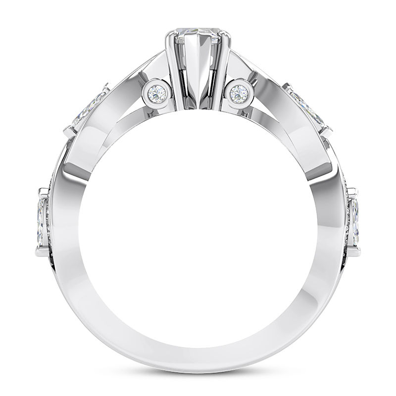Thumbnail: Ladies 14KT White Gold Platinum Engagement Rings ENR9748-10x5-MQ