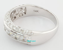 Channel Set 3-Row Round Diamond Wedding Band 14k White Gold 2 ct 7 mm Rtl $3,995
