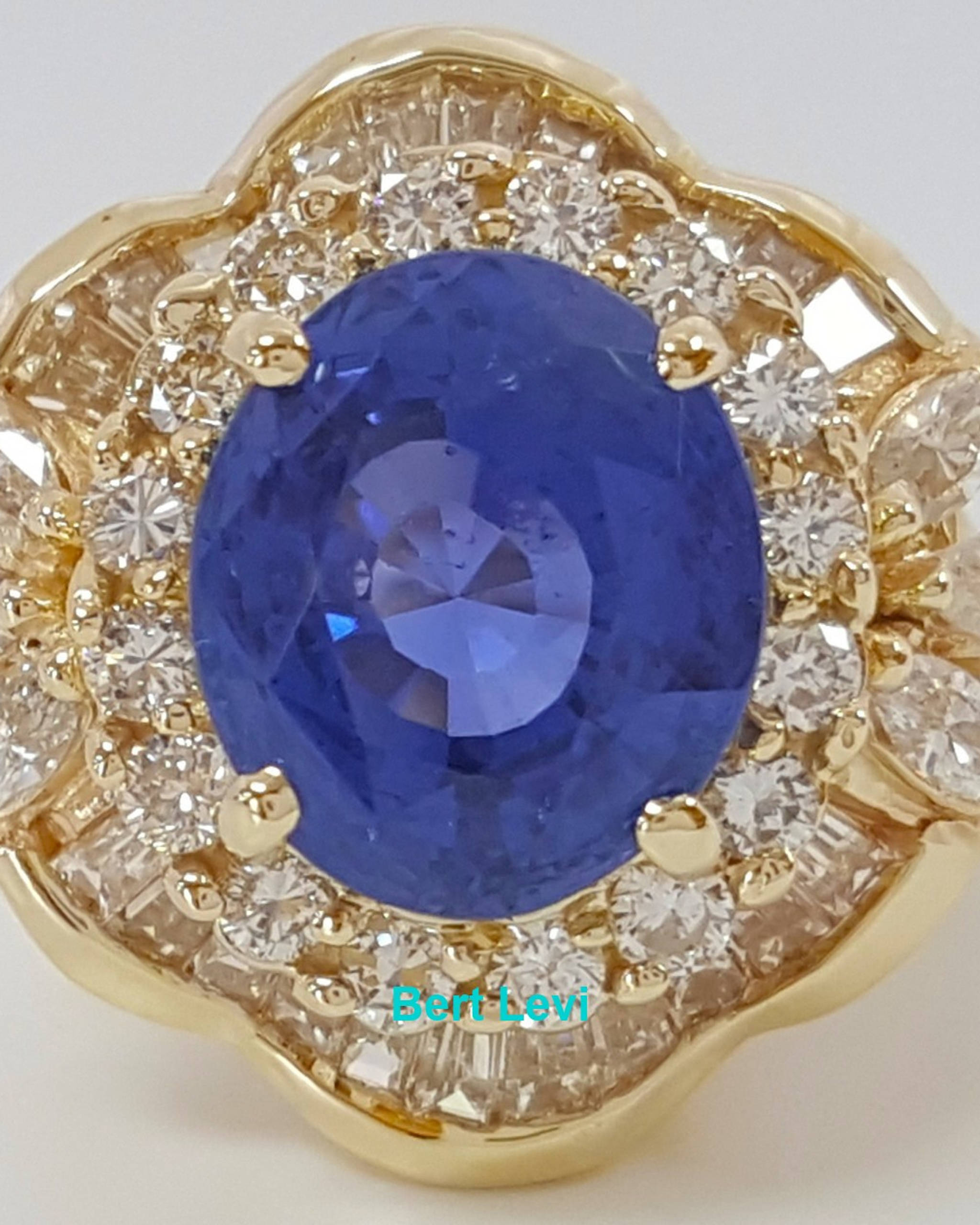 Vintage Ceylon No Heat Sapphire Diamond Ballerina Ring 9 ct 14k Gold Retail $40K