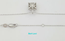 1.24 ct 14K White Gold Princess Cut Diamond Halo Pendant Necklace EGL Rtl $7,050