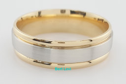 Men's 18k Yellow Gold Platinum Wedding Band Ring 6.5 mm 8.5 grams Size 11