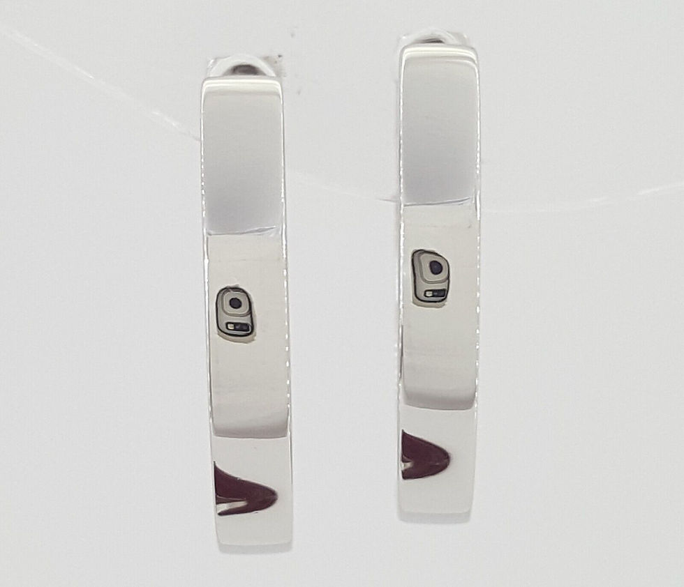 Thumbnail: Princess Cut Diamond Hugger Hoop Earrings 15.2 mm 0.5 ct 14K White Gold