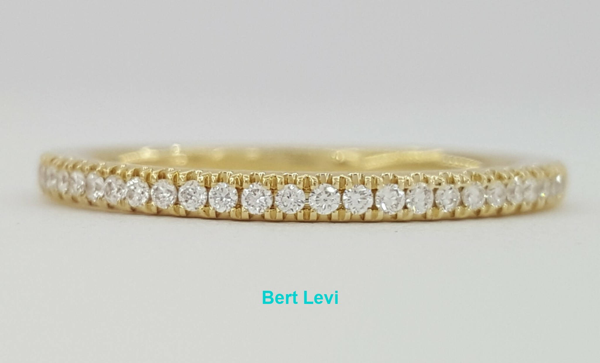 14K Yellow Gold Half Circle Round Diamond Wedding Band 0.15 ct 1.7mm Rtl $895