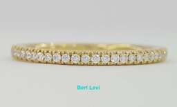 14K Yellow Gold Half Circle Round Diamond Wedding Band 0.15 ct 1.7mm Rtl $895