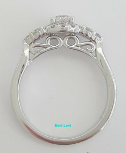 Round Brilliant Cut Diamond 3-Stone Halo Engagement Ring 0.87 ct 14K White Gold