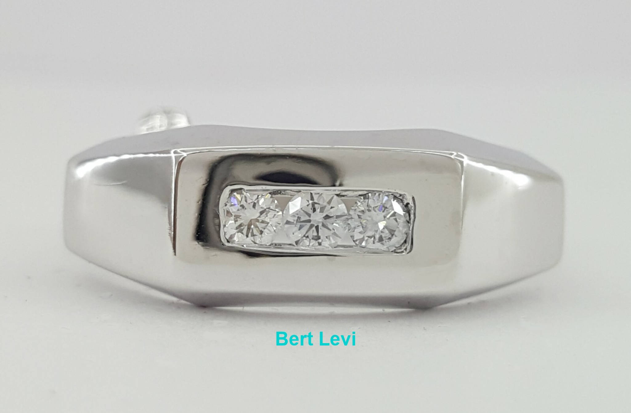Round Cut Diamond Channel Set Wedding Band 0.27 ct 14K White Ring 8 mm Size 9.5