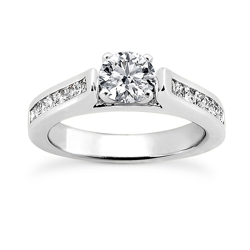 Ladies 14KT White Gold Platinum Fancy Engagement Set ENS877-A