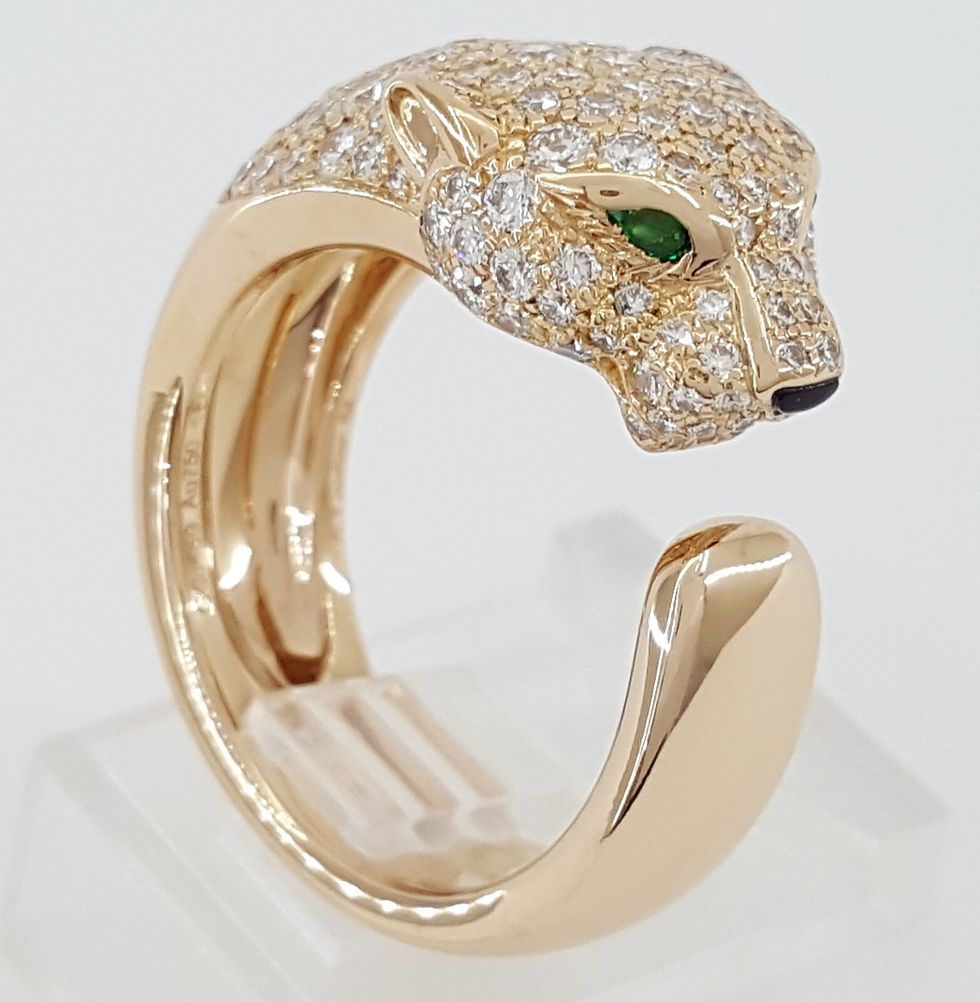 Thumbnail: Cartier Panthere Diamond Emerald 18K Rose Gold Ring 1.15 ct 11mm Sz54 Rtl $27.8K
