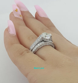 Hearts & Arrows Round Cut Diamond Engagement Wedding Ring Set 2.35 ct Rtl $13.5k