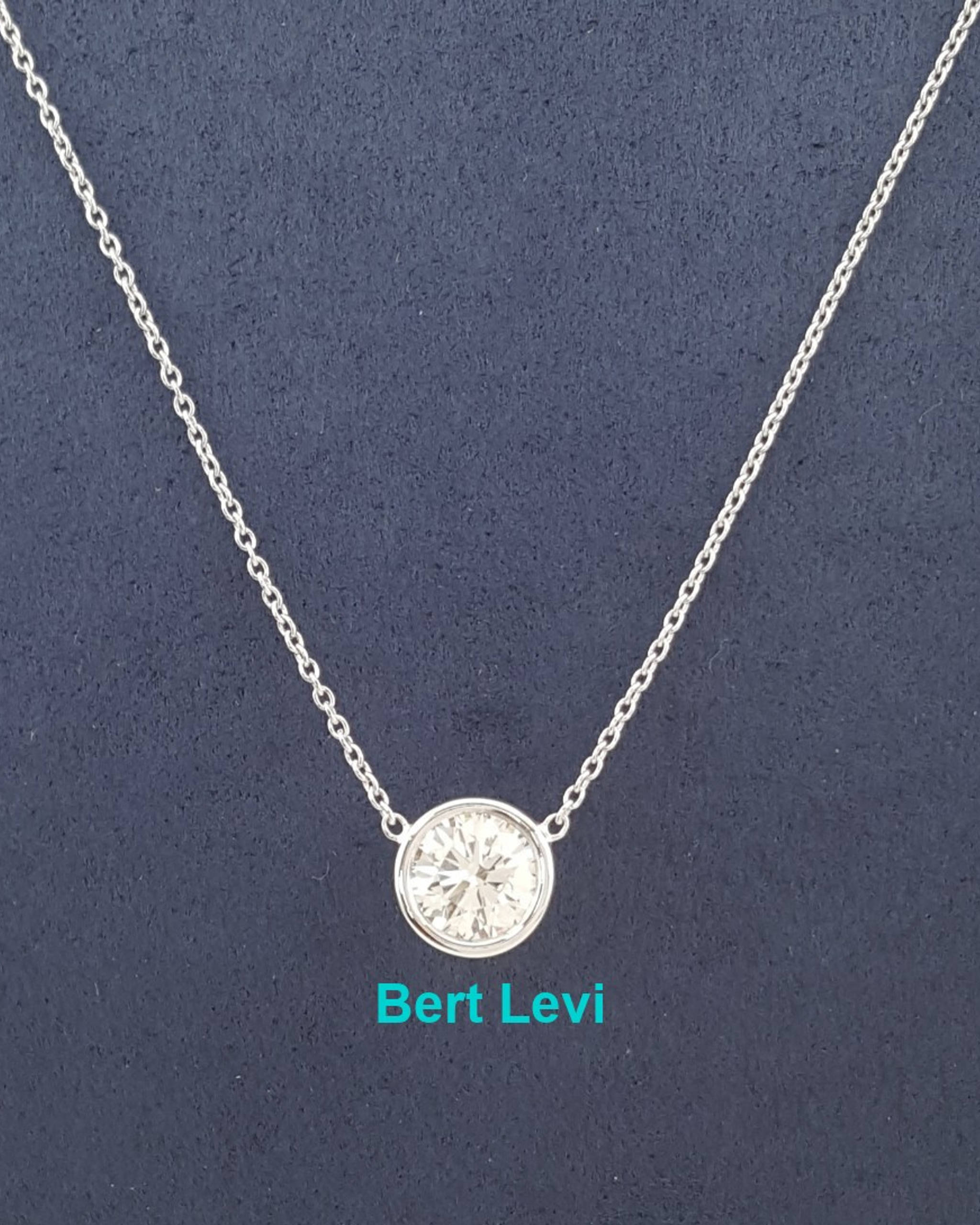 Natural Round Diamond By The Yard Solitaire Necklace 0.83 ct 14K W Gold Rtl $4k
