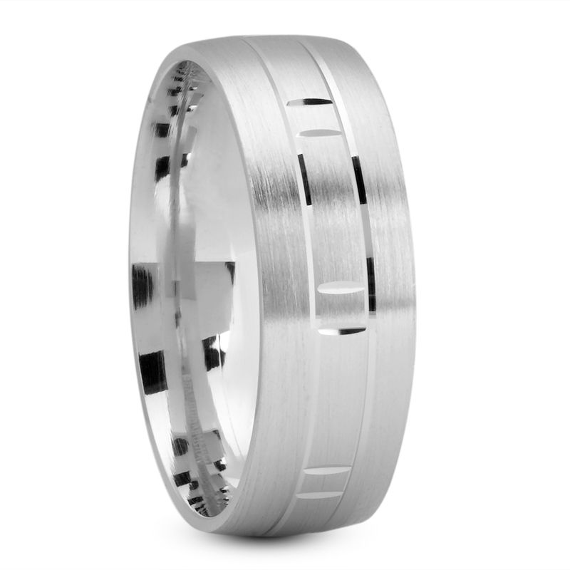 Ladies 14KT White Gold Platinum Traditional Wedding Band LWM279