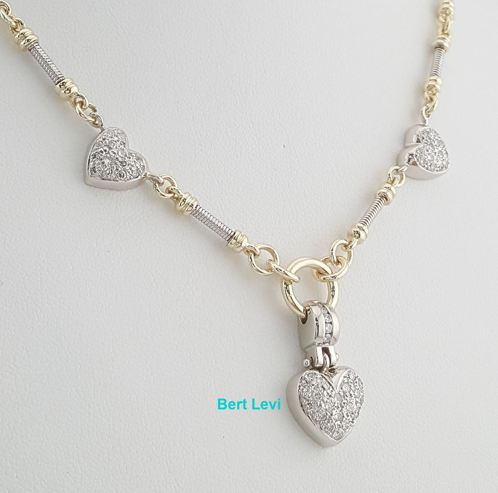 Thumbnail: Diamond Pave Heart Necklace 14k Yellow White Gold 1.1 ct 31.5 Grams 16.5"