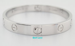 Cartier LOVE 18K White Gold 4 Diamonds 0.42 ct Bracelet SZ 16 Rtl $14,000
