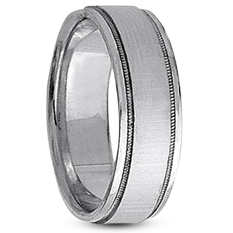 Mens 14KT White Gold Platinum Traditional Wedding Band M250