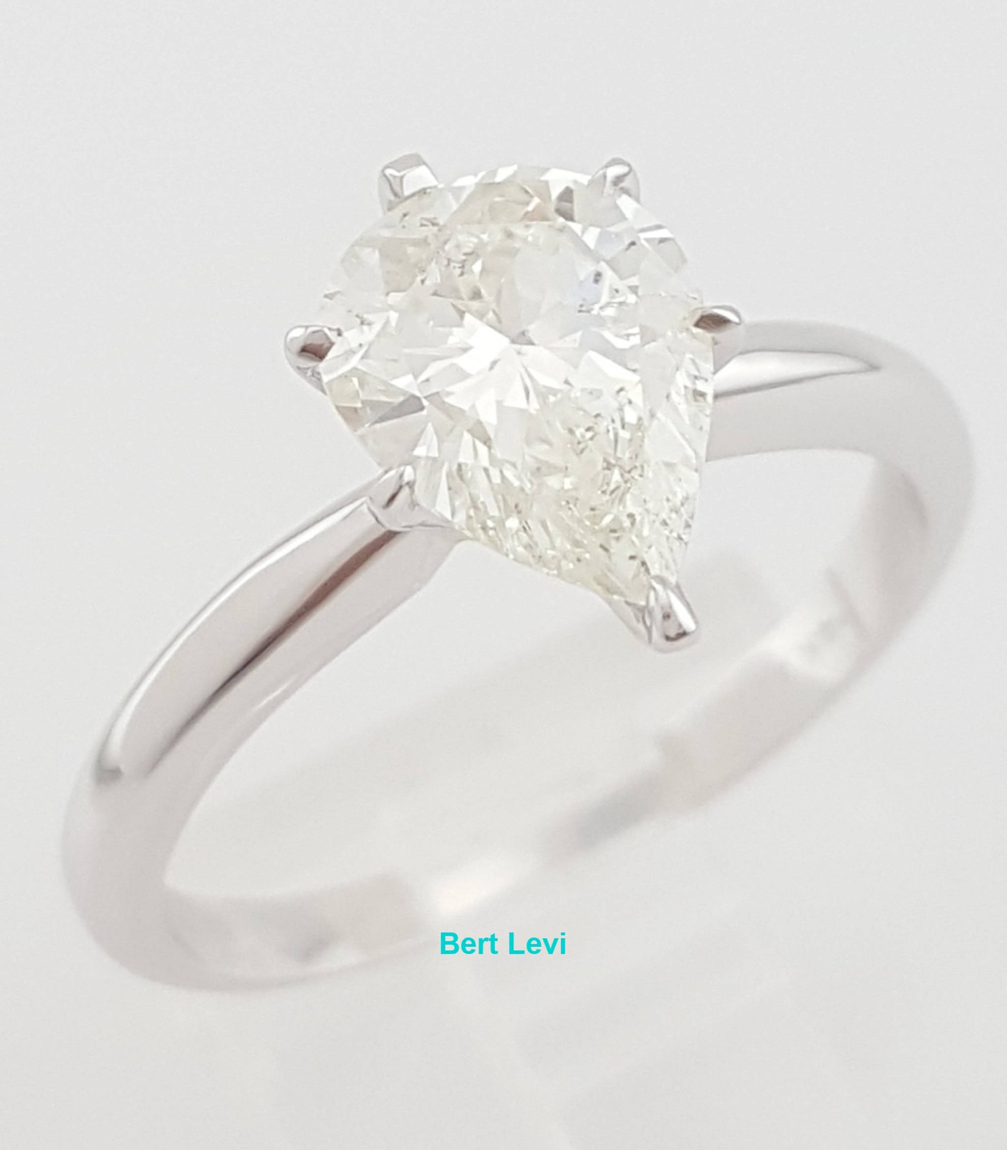 Pear Diamond Solitaire Engagement Ring 14k White Gold 1.49 ct Rtl $6,500
